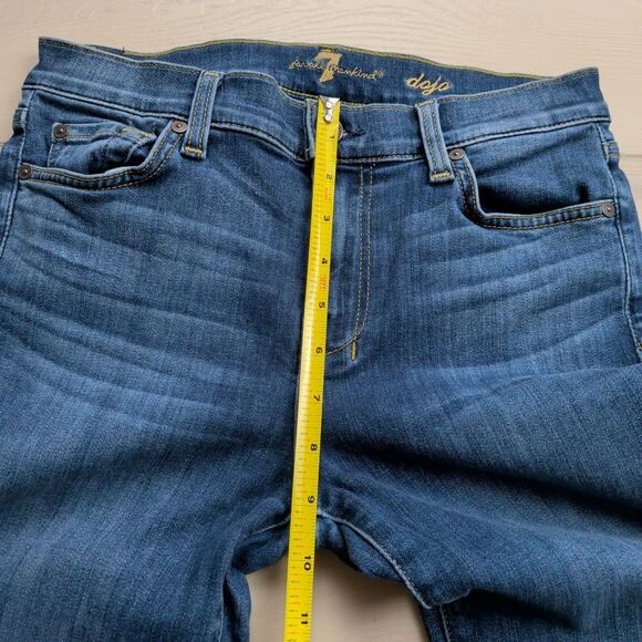 7 For All Mankind Dojo Jeans Womens 28 Blue Flare Stretch Denim 34" Inseam Boho - Picture 10 of 14